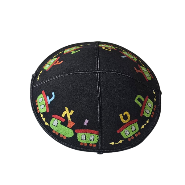 Kippah Yarmulke Alphabet Hebrew Letters Colorful Suede leather 14cm