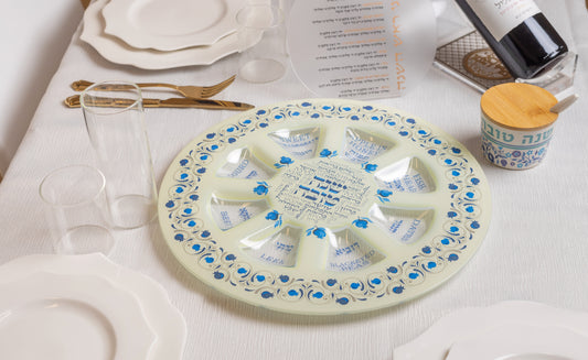 Luxury Glass Rosh Hashana Plate 35 cm – Pomegranate & Holiday Design