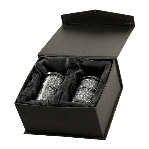 Crystal Salt Pepper Holders with Silver Stones for Shabbos and Yom Tov