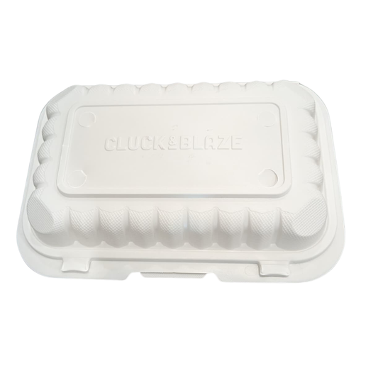 9x6 Microwave-Safe White Hinged Take-Out Container – 150 Pack
