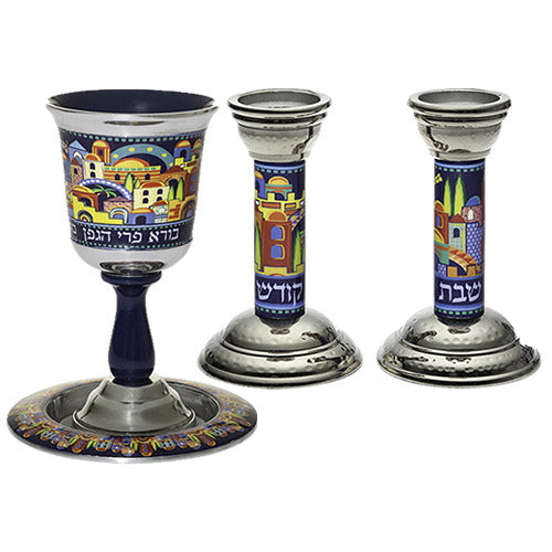 Luxury Kiddush Cup and Candlesticks Set for Shabbos and Holidays