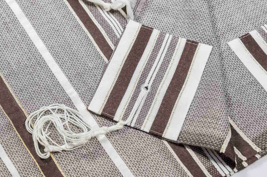 Tallit Gadol Kosher Prayer Sapir Brown Shining Gold Talitnia