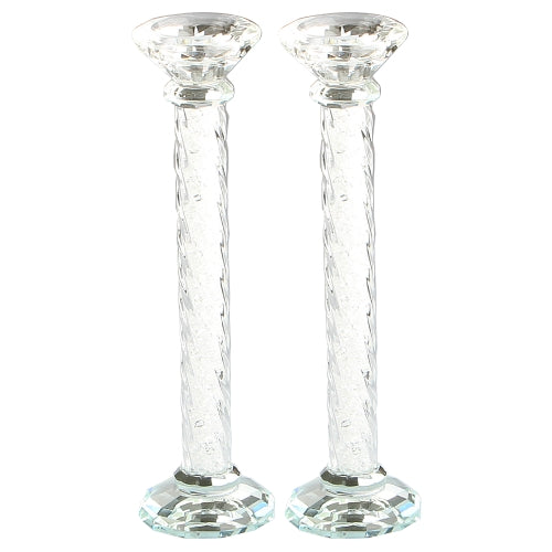 Crystal Candlesticks 26cm With Decorative Stones Shabbos Candle Holder