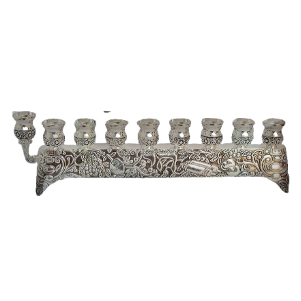 Art Judaica Hanukkah Menorah Elegant Nikel Menorah With Judaica Symbols