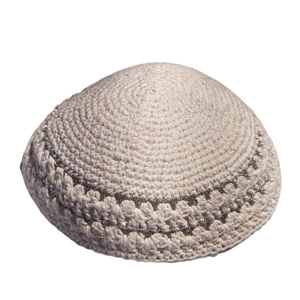 Yarmulke Kippah Knitted Cotton Serugah – 17 cm Jewish Head Covering