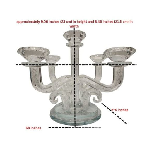 Elegant Crystal 5 Branches Candlesticks With Decorative Clear Stones