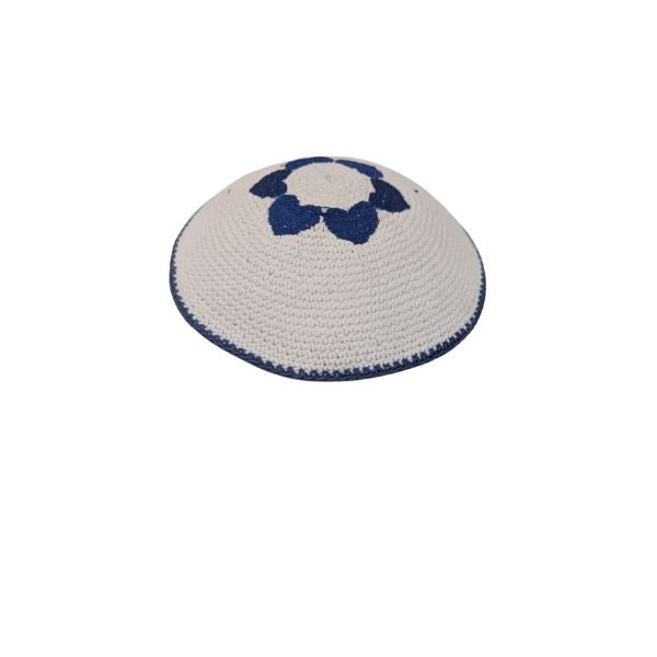Knitted Cotton Magen David Serugah Yamulke Jewish 17 cm