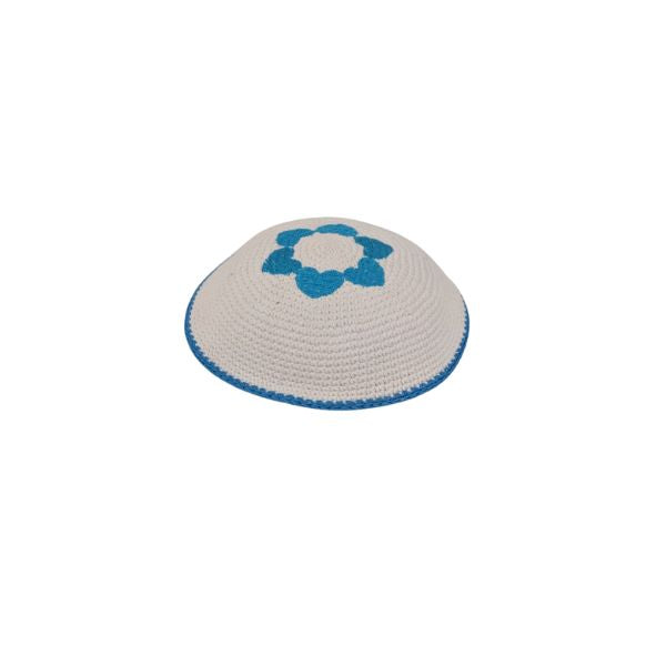 Knitted Cotton Magen David Serugah Yamulke Jewish 17 cm