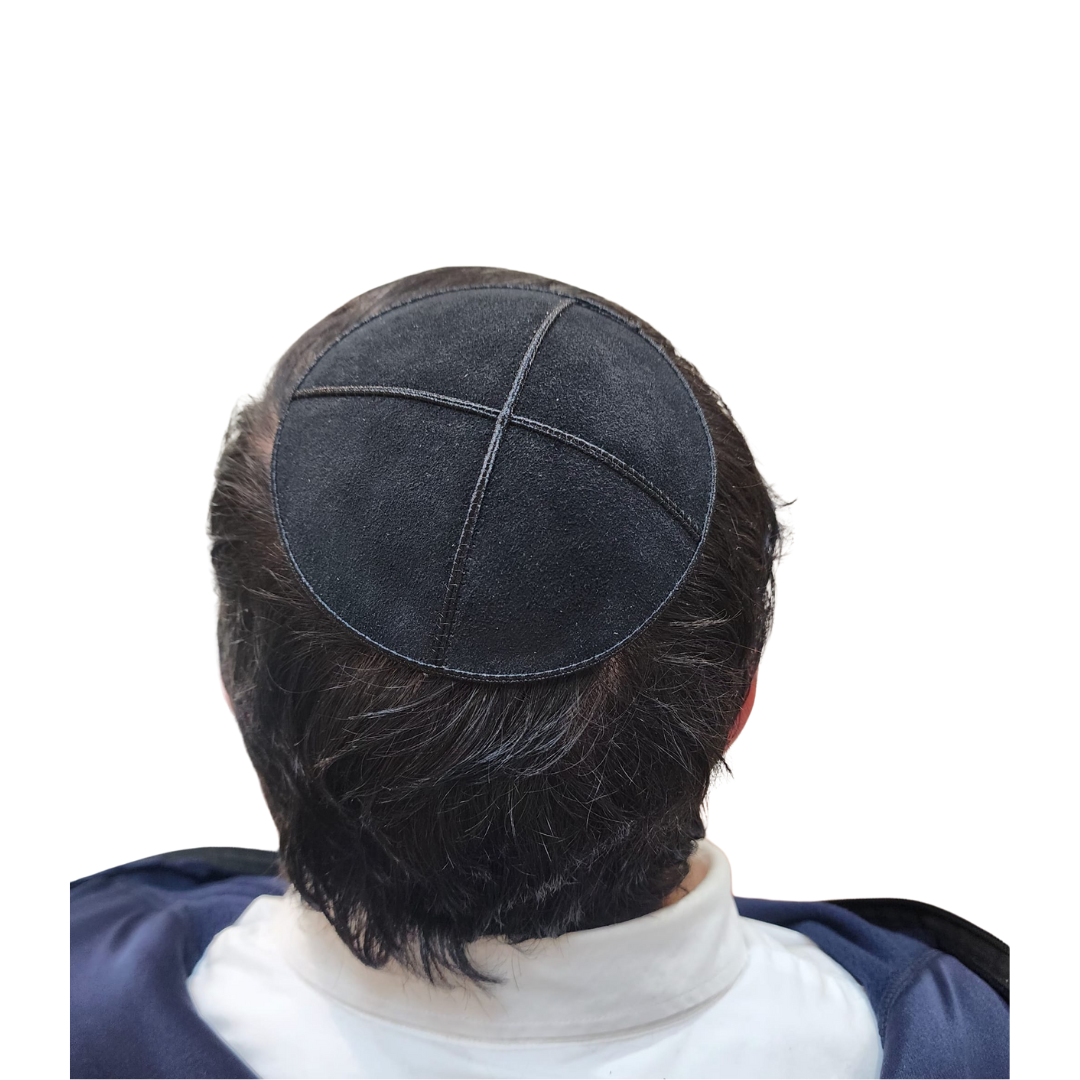Yarmulka Jewish Kippa Flat Yamaka Kipah Kipot Leather Suede 14cm