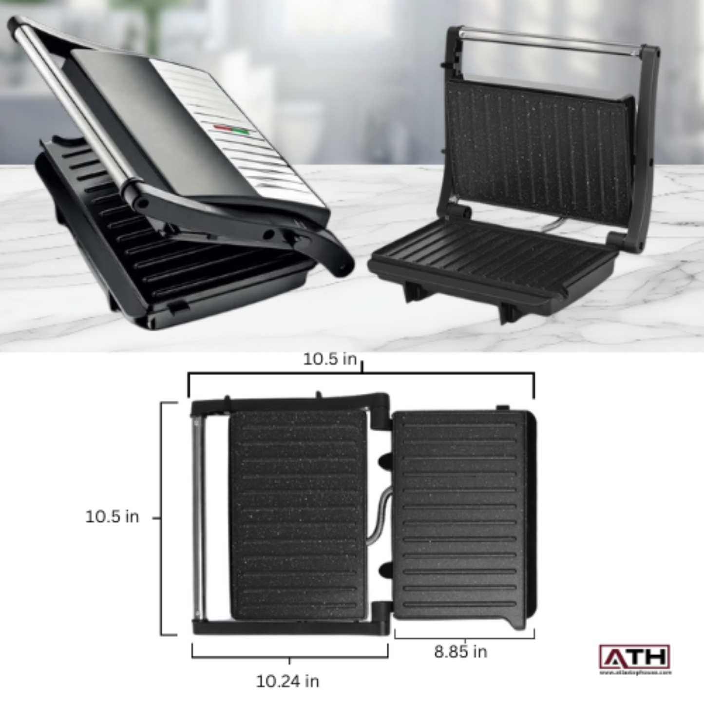 Electric Panini Press Grill - 1000W Sandwich Maker for Fast & Tasty