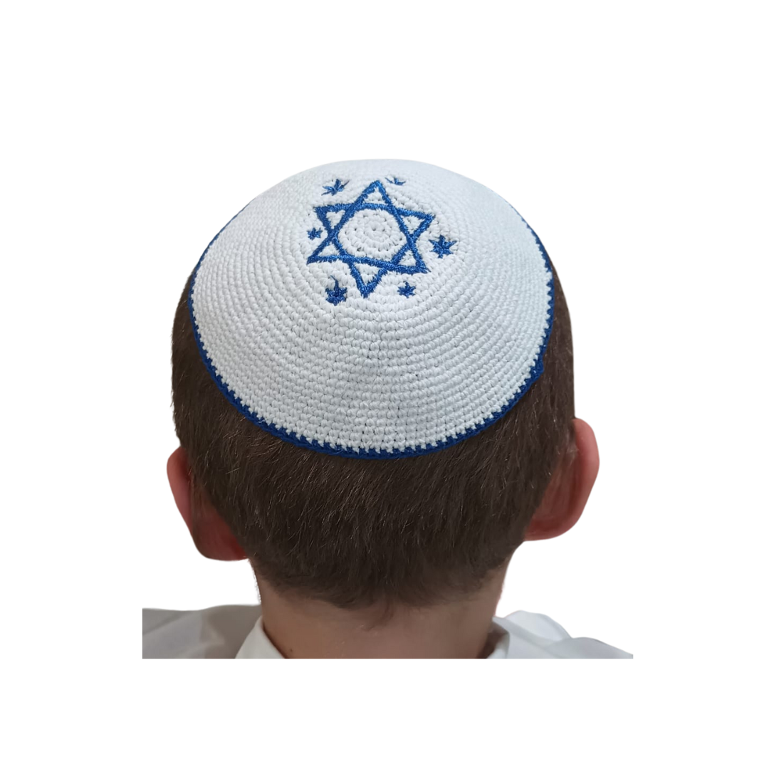 Knitted Yarmulke Magen David Yameka Kippa Hat Covering Cap 17cm
