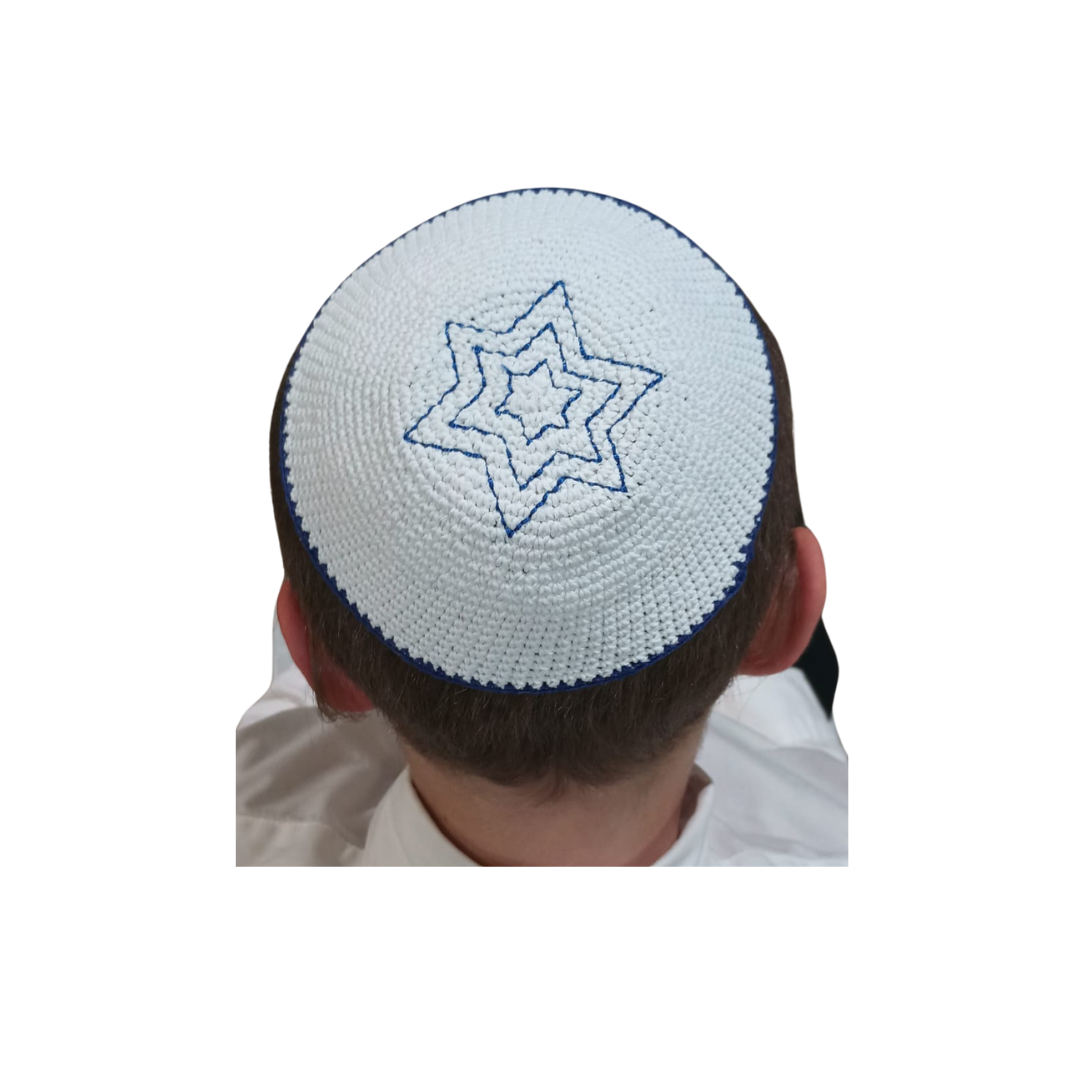 Knitted Yarmulke Magen David Yameka Kippa Hat Covering Cap 17cm