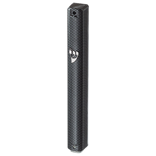 Plastic Mezuzah 12cm 3d Metallic Paint- Checkered Design