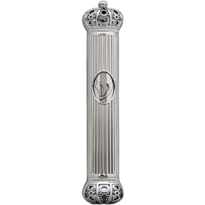 Plastic Mezuzah 12cm With Rubber Cork- Crown Series - Silver