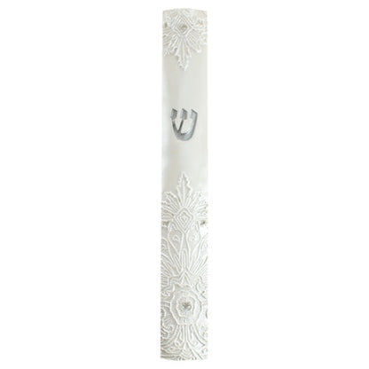Pearl Mezuzah 12cm with Stones - Elegant Polyresin Door Mezuzah 