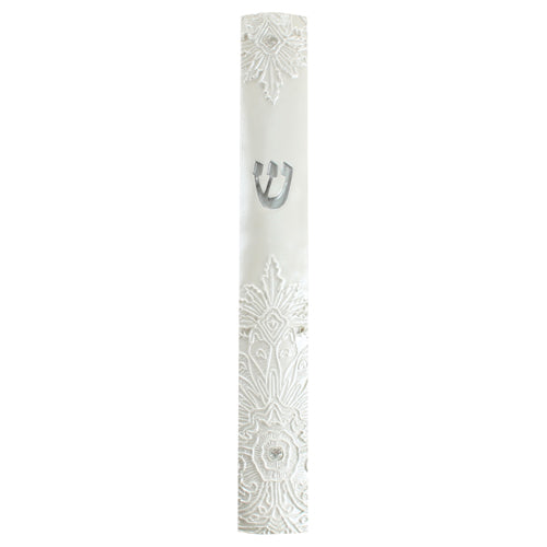 Pearl Mezuzah 12cm with Stones - Elegant Polyresin Door Mezuzah 