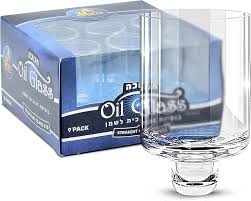 Crystal Oil Straight Glasses for Chanuka Menorah 9 Pack