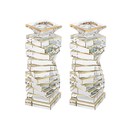 Pair of Crystal Candlesticks 19.5 cm