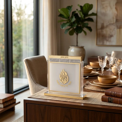 Acrylic Bencher Stand 25x22 cm – 6 Sephardic Benchers | Gold Lucite Display