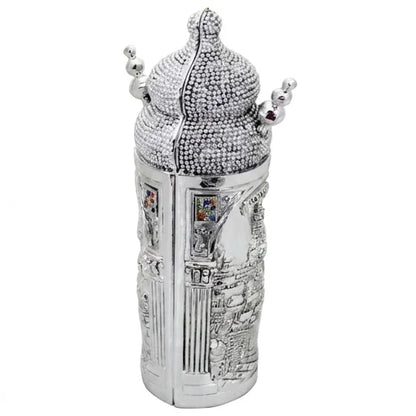 Elegant Silvered Polymer Sephardic Torah Book for Children, Laid with Choshen Stones