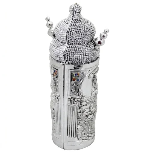 Elegant Silvered Polymer Sephardic Torah Book for Children, Laid with Choshen Stones