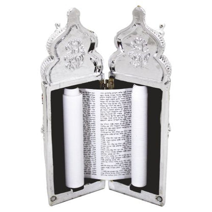 Elegant Silvered Polymer Sephardic Torah Book for Children, Laid with Choshen Stones