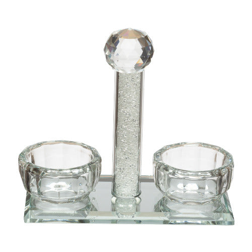 Crystal Saltie Bowl 11×12 cm | Decorative Crystal Dish with Glass Chips