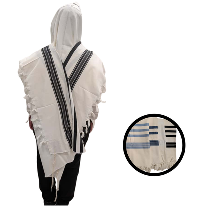  Tallit Gadol Ashkenazi – 100% Cotton Prayer Shawl