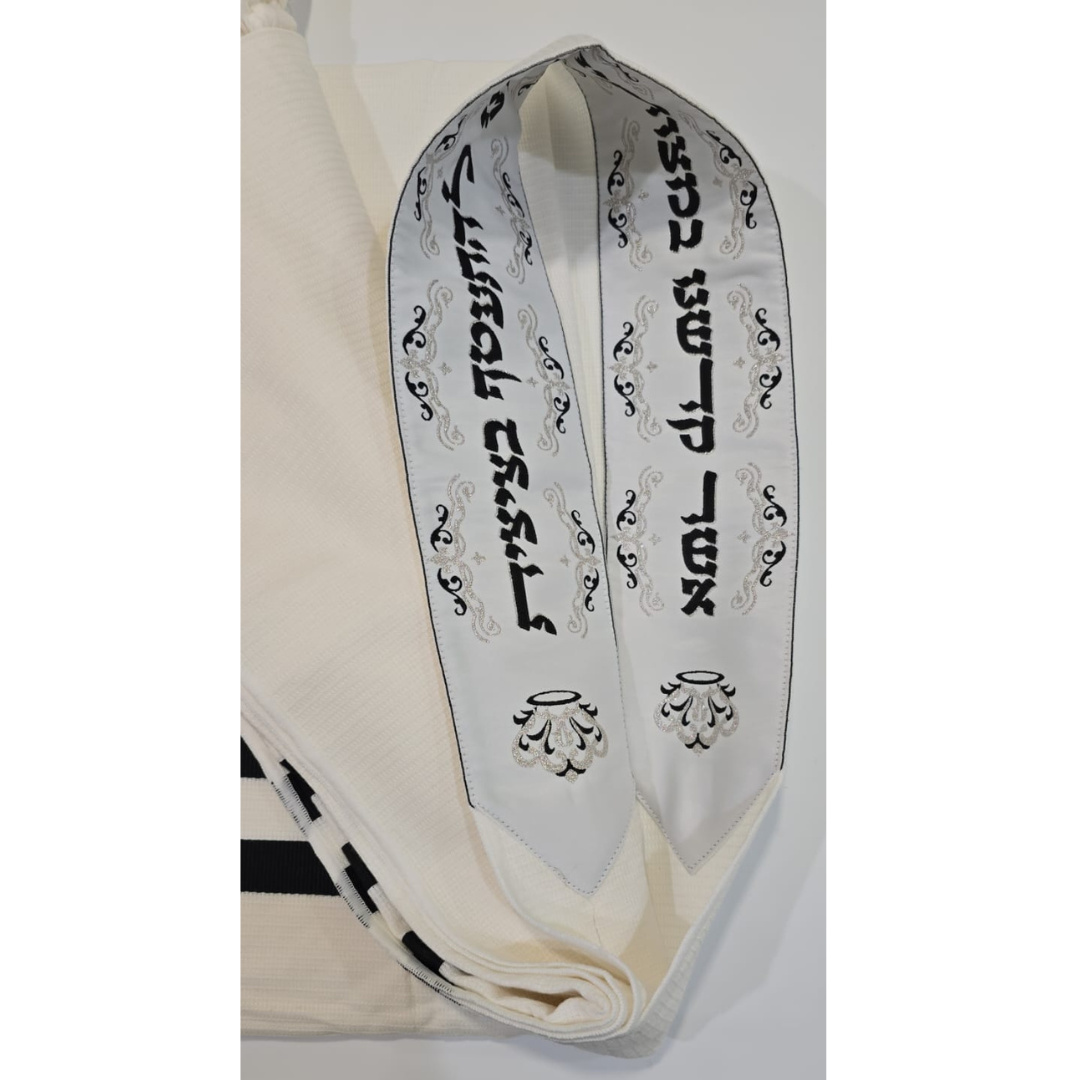  Tallit Gadol Ashkenazi – 100% Cotton Prayer Shawl