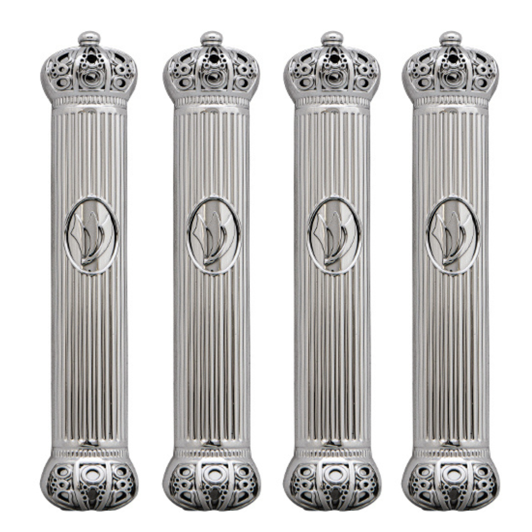 Plastic Mezuzah 12cm With Rubber Cork- Crown Series - Silver