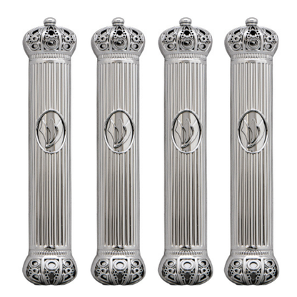 Plastic Mezuzah 12cm With Rubber Cork- Crown Series - Silver