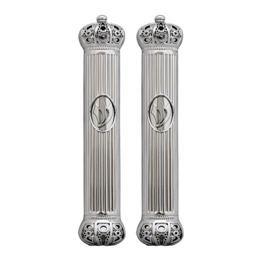 Plastic Mezuzah 12cm With Rubber Cork- Crown Series - Silver