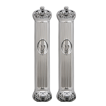 Plastic Mezuzah 12cm With Rubber Cork- Crown Series - Silver