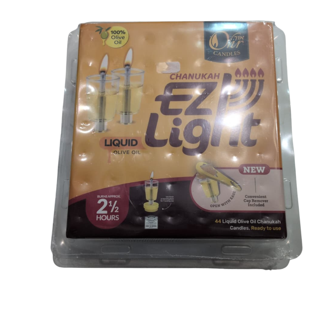 Pre-Filled Menorah Liquid Cup Candles 2.1/2Hrs Lights Olive Oil