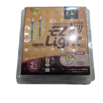Pre-Filled Menorah Liquid Cup Candles 2.1/2Hrs Lights Olive Oil