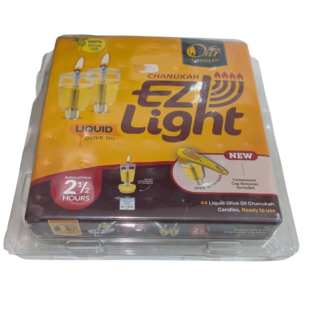 Pre-Filled Menorah Liquid Cup Candles 2.1/2Hrs Lights Olive Oil