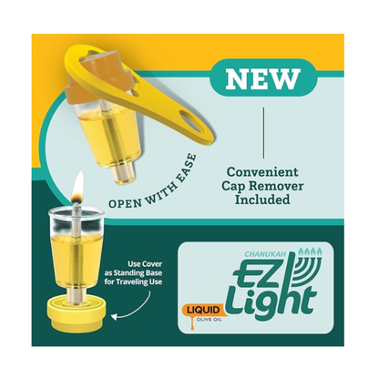 Pre-Filled Menorah Liquid Cup Candles 1.1/2Hrs Lights Olive Oil