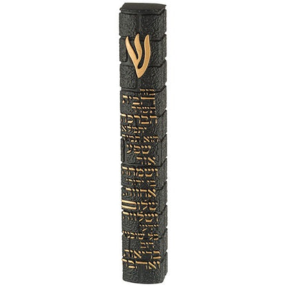 Mezuzah Case Black Stone Look Kotel 20 cm 7.87 in Scroll Holder
