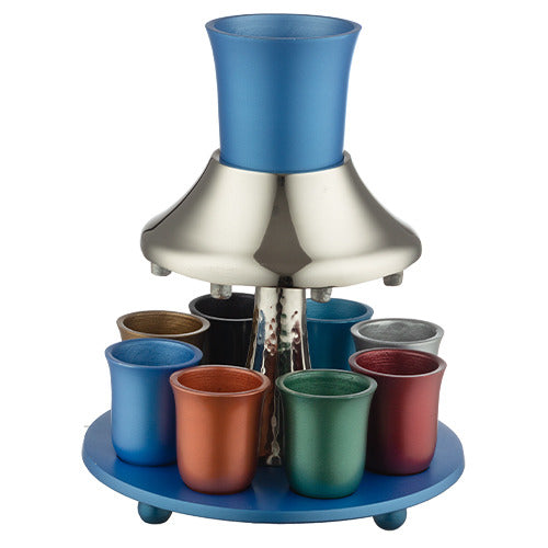 Judaica Silver Plated 8 Cup Fountain Grape Design, Kiddush Ritual 