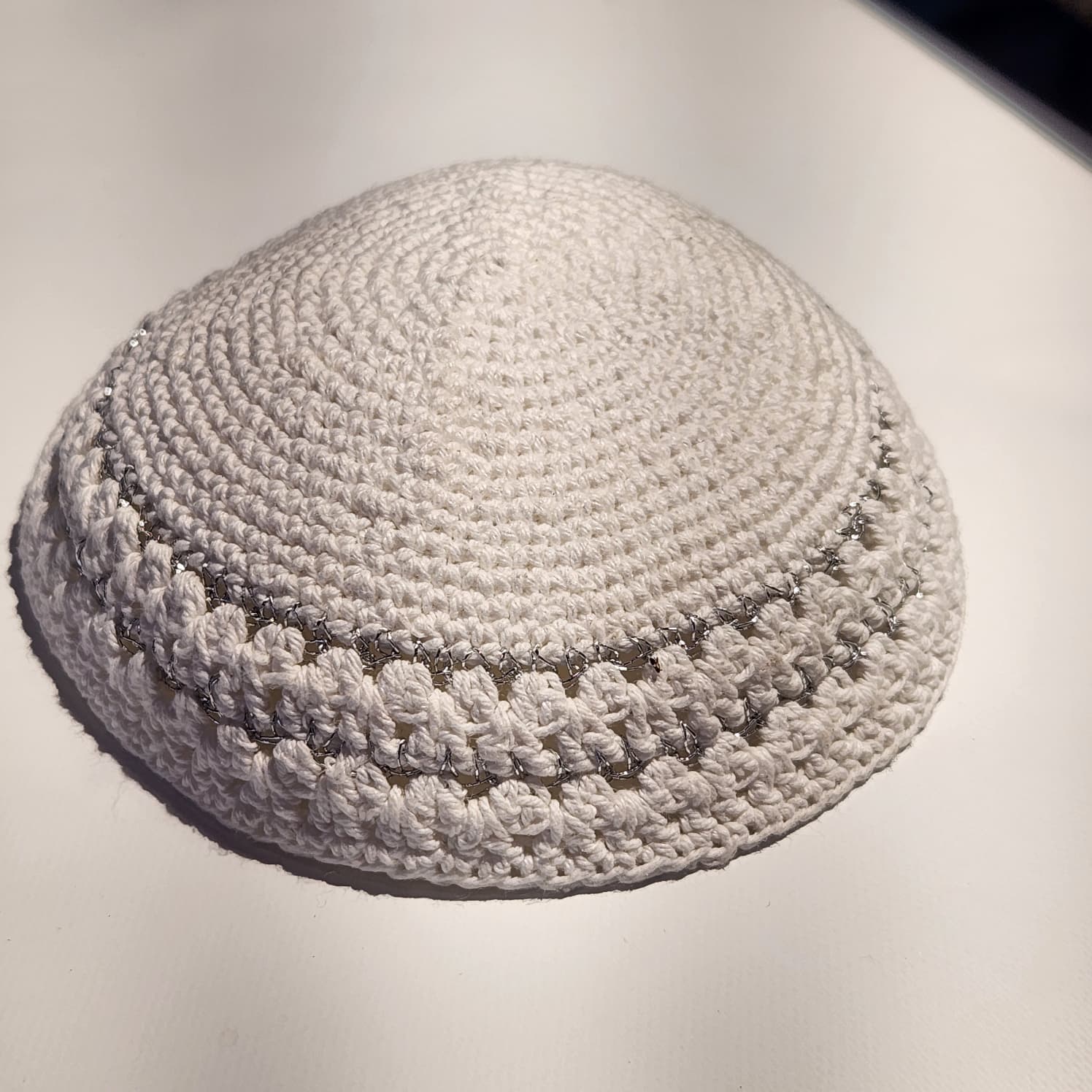 Yarmulke Kippah Knitted Cotton Serugah – 17 cm Jewish Head Covering
