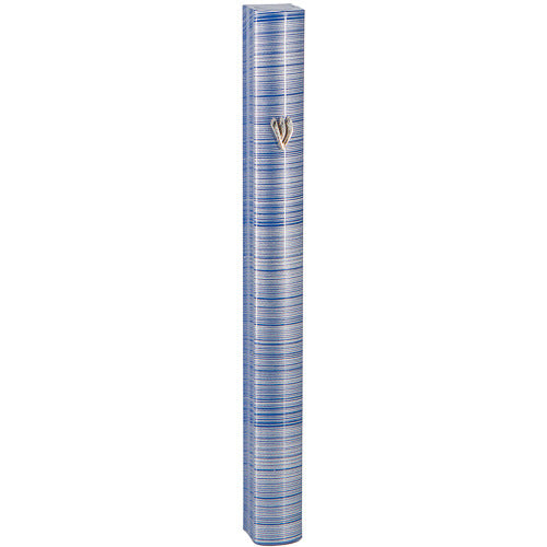 Aluminum Mezuzah -12-15 Cm-3d Metallic Gray-amp Black Striped Design- Special Profile, Metal "shin"