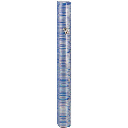 Aluminum Mezuzah -12-15 Cm-3d Metallic Gray-amp Black Striped Design- Special Profile, Metal "shin"