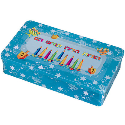 Tin Elegant Menorah Box 23*12 Cm- Blue