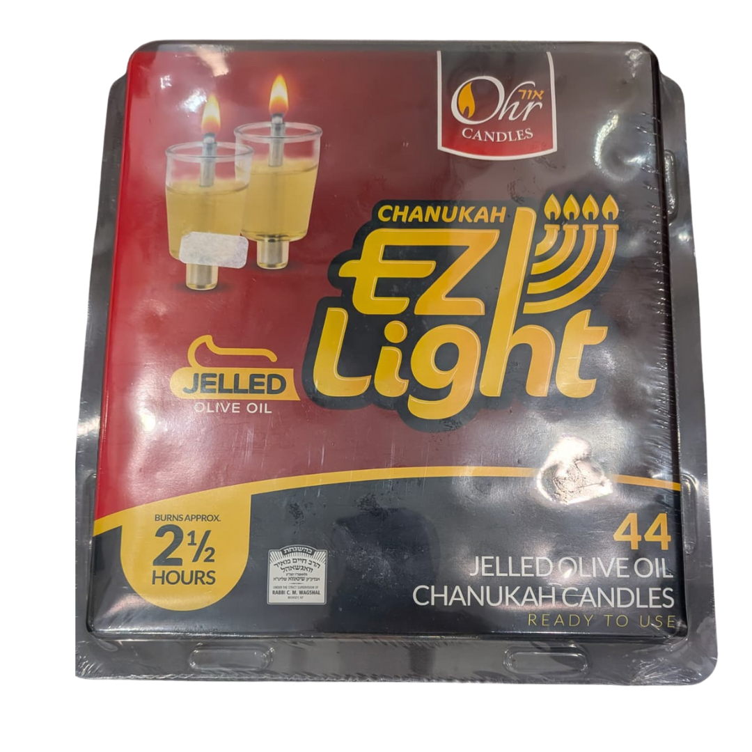 Chanukah Menorah – White Tin Design with 44 Ready-to-Use Liquid Olive Oil Cups