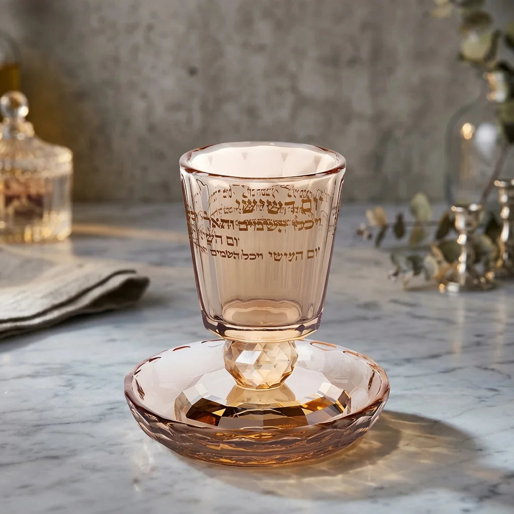 Crystal Kiddush Cup 8 cm with Stem Shabbos & Holiday