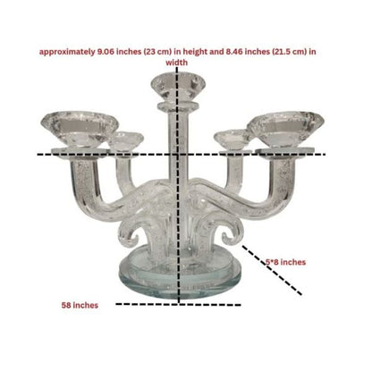 Elegant Crystal 5 Branches Candlesticks 23.5 Cm-inlaid With Decorative Clear Stones