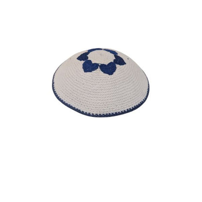 Knitted Cotton Magen David Serugah Yamulke  Jewish 17 cm