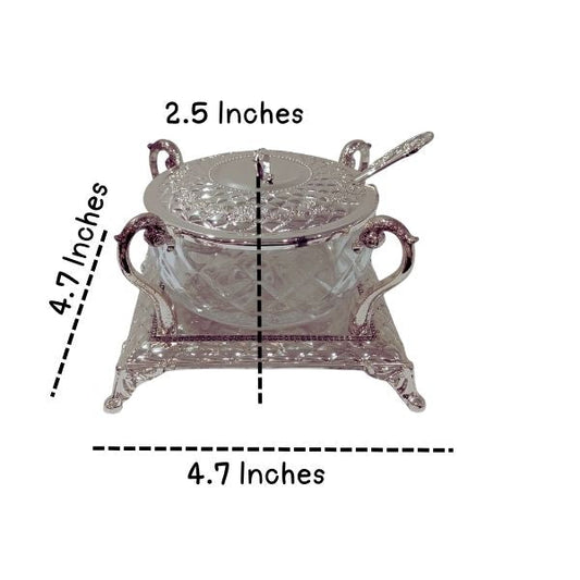 Honey Dish with Glass for Rosh Hashanah – Elegant Holiday Tableware