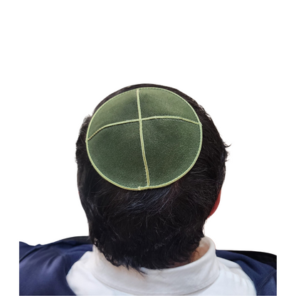 Yarmulka Jewish Kippa Flat Yamaka Kipah Kipot Leather Suede 14cm