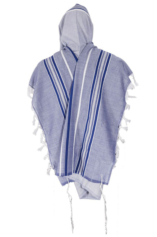 Tallit Sapir – blue-shiny-silver tones-Shiny-Silver